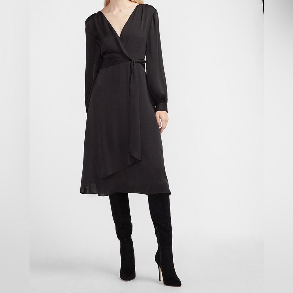 Express satin twist front midi dress